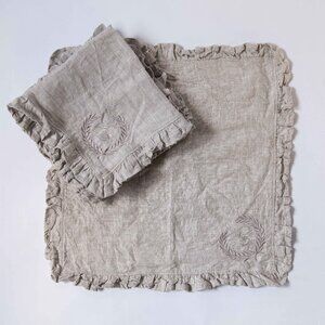 4 Arte Italica Crown Linen Designs Placemats/Napkins 100% Linen Ruffle Edge
